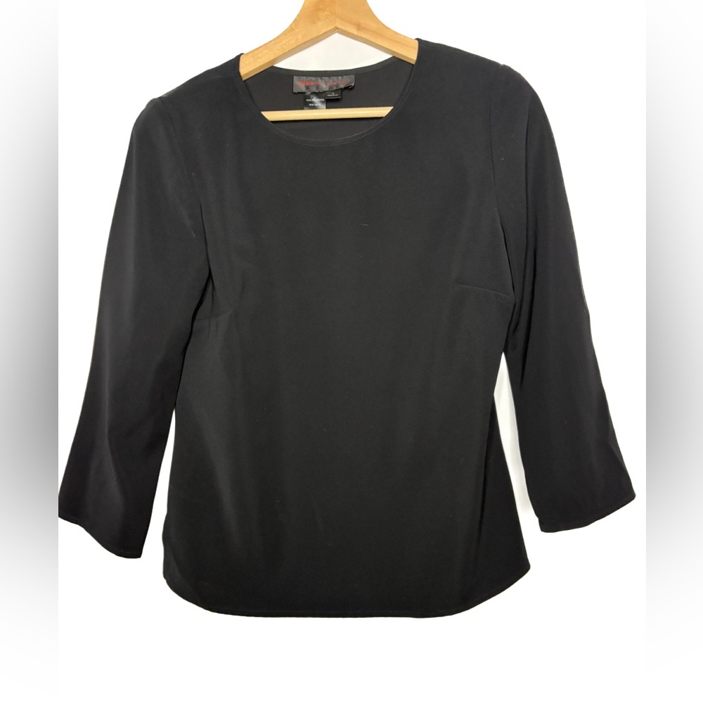 Nina Mclemore Top Blouse Black 3/4 Sleeve Size 2 - Picture 2 of 6